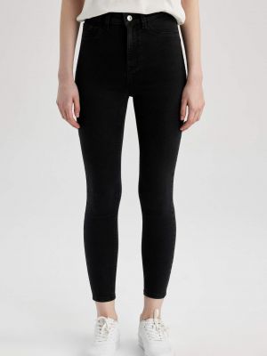 Skinny fit džínsy s vysokým pásom Defacto čierna