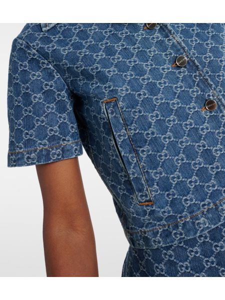 Crop top de tejido jacquard Gucci azul