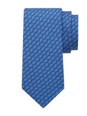 Pletená hedvábná kravata s potiskem Ferragamo