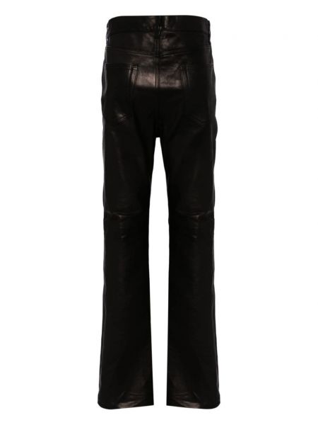 Kožené rovné kalhoty Rick Owens černé