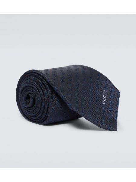 Cravate en soie Gucci bleu