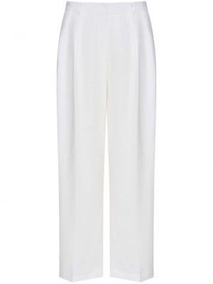 Plisované lněné rovné kalhoty 12 Storeez bílé