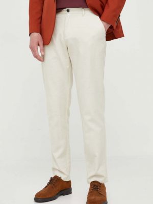 Spodnie dopasowane bawełniane Sisley beżowe