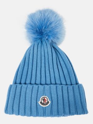 Шерстяная шапка Moncler синяя