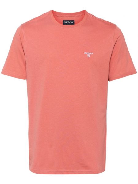 Βαμβακερή μπλούζα με κέντημα Barbour ροζ