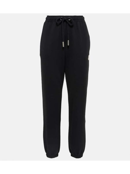 Pantaloni dritti di cotone Moncler nero