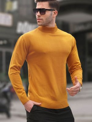 Slim fit priliehavý sveter Madmext žltá