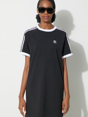 Черное платье мини в полоску оверсайз Adidas Originals