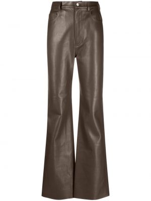 Kožené rovné kalhoty Nanushka hnědé