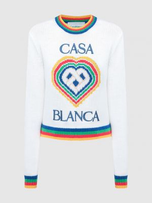 Вовняний светр з сердечками Casablanca білий