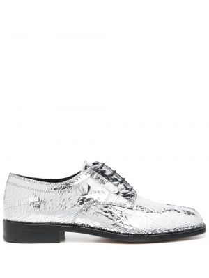 Обувки в стил дерби с връзки с дантела Maison Margiela сребристо