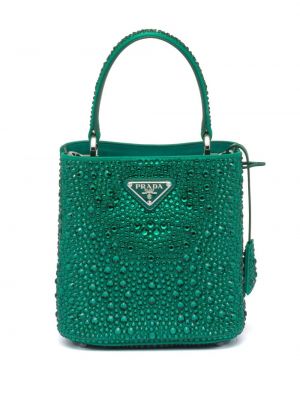 Shopper handtasche mit kristallen Prada grün