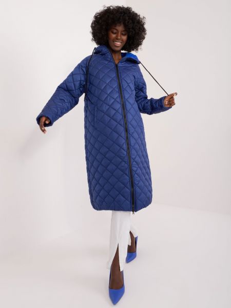 Prošivena jakna s kapuljačom Fashionhunters plava