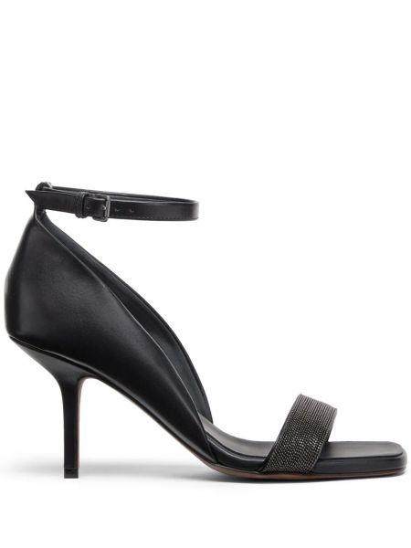 Kožne sandale s remenčićima Brunello Cucinelli crna
