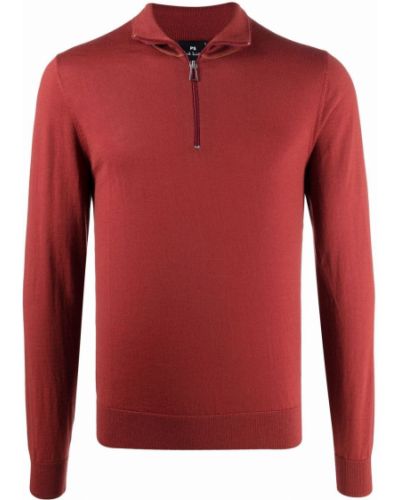 Jersey con cremallera de lana merino de tela jersey Ps Paul Smith rojo