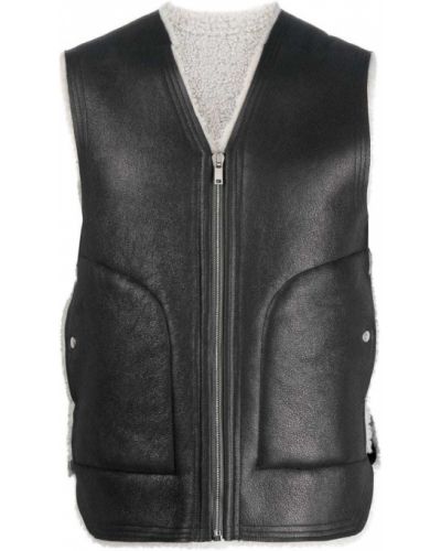 Zip lær vest Rick Owens svart