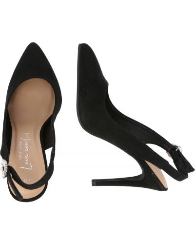 Полуотворени обувки с ток с отворена пета New Look черно