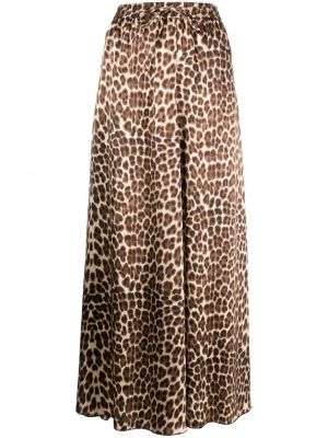 Leopardí hedvábné dlouhá sukně s potiskem P.a.r.o.s.h. hnědé