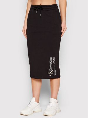 Midi sukně Calvin Klein Jeans, černá