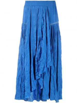 Asymetrická kockovaná midi sukňa Maje modrá