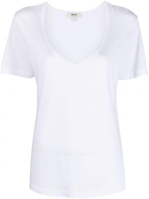 Bavlněné tričko s výstřihem do v Agolde bílé
