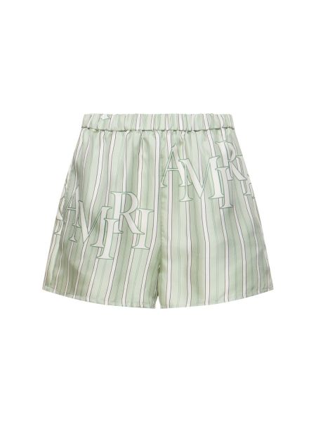 Pantalones cortos de raso de seda Amiri verde