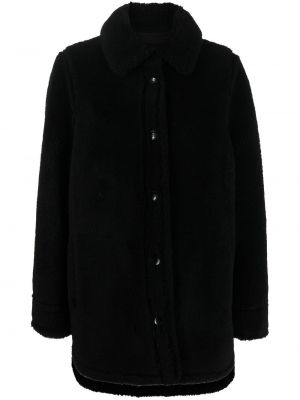 Vlněný kabát Stand Studio černý