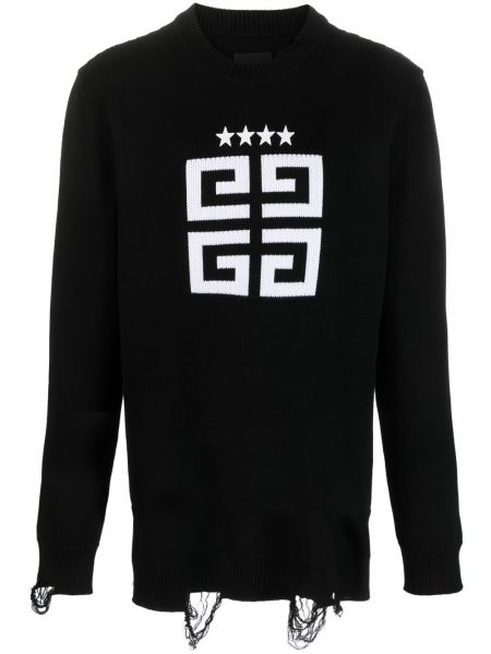 Medvilninis džemperis su nubrozdinimais Givenchy juoda