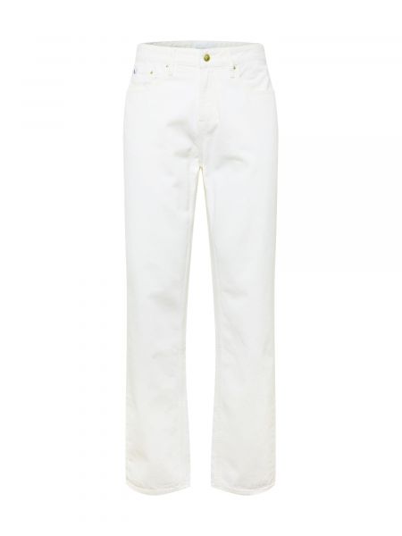 Priliehavé džínsy s rovným strihom Calvin Klein Jeans biela