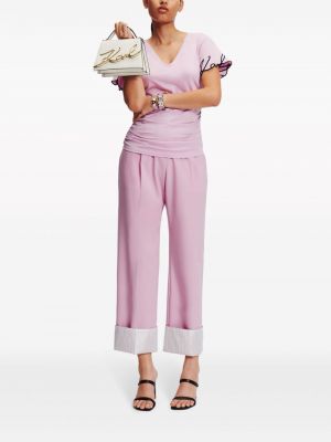 Rovné kalhoty Karl Lagerfeld růžové