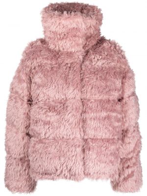 Péřová bunda s kožíškem Acne Studios růžová