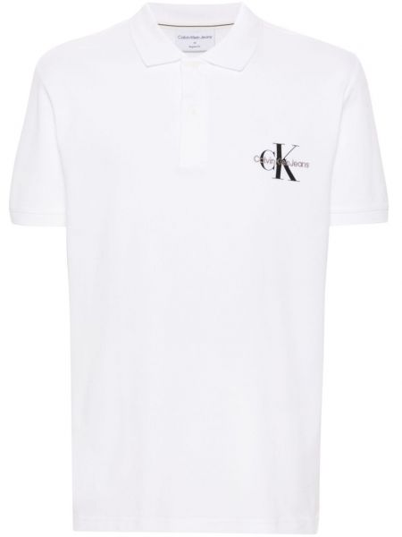 Poloshirt med broderier Calvin Klein Jeans hvid