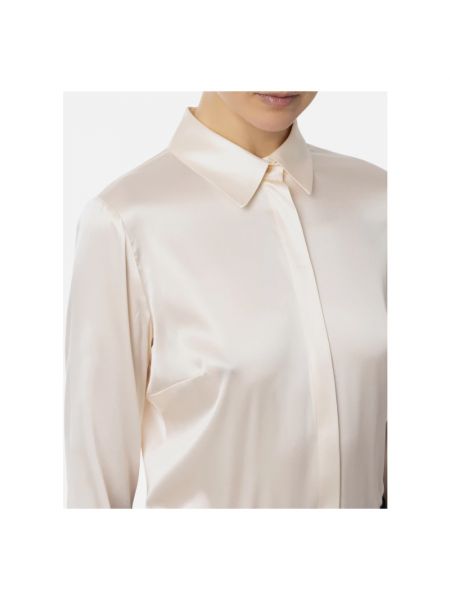 Jedwabna koszula z długim rękawem Elisabetta Franchi biała