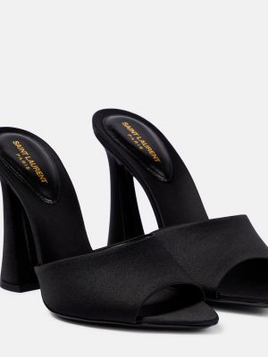 Атласные сандалии Saint Laurent черные
