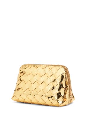 Δερμάτινη καλλυντική τσάντα με φερμουάρ Bottega Veneta χρυσό
