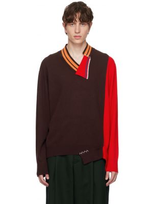 Коричневый с красным свитер со вставками C kolor