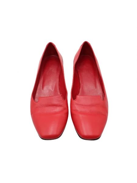 Półbuty skórzane retro Hermès Vintage czerwone