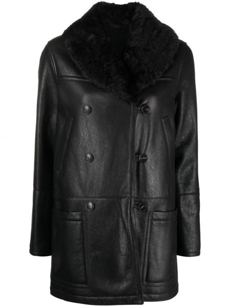 Kabát so šálovým golierom Yves Salomon čierna