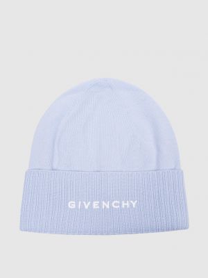 Голубая шерстяная шапка с вышивкой Givenchy
