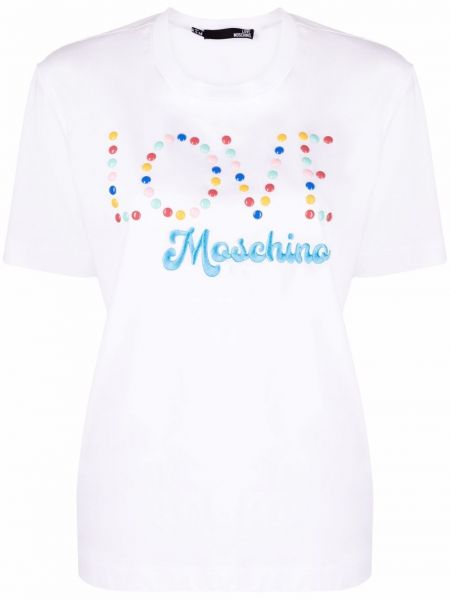 Bomull brodert t-skjorte Love Moschino hvit