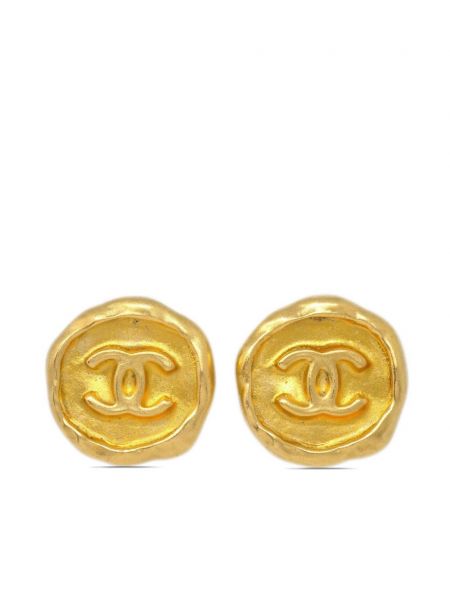 Náušnice na klips na gombíky Chanel Pre-owned zlatá