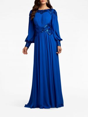 Plisované večerní šaty s flitry Tadashi Shoji modré