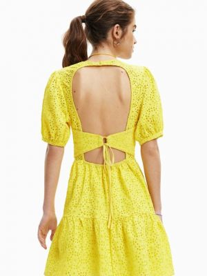 Sukienka mini bawełniana Desigual żółta