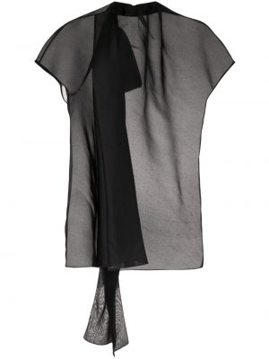 Прозрачна копринена блуза Khaite черно
