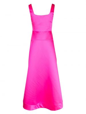 Satynowa sukienka koktajlowa z wysoką talią Cynthia Rowley różowa