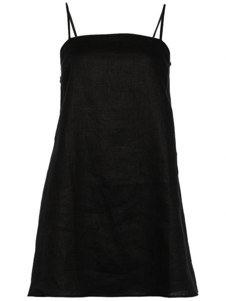 Λινή κοκτέιλ φόρεμα Reformation μαύρο