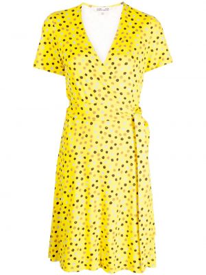 Žluté mini šaty s potiskem Dvf Diane Von Furstenberg