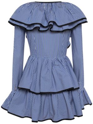Bavlnené mini šaty s volánmi Etro modrá