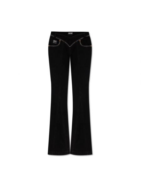 Jeansy dzwony bawełniane Versace Jeans Couture czarne