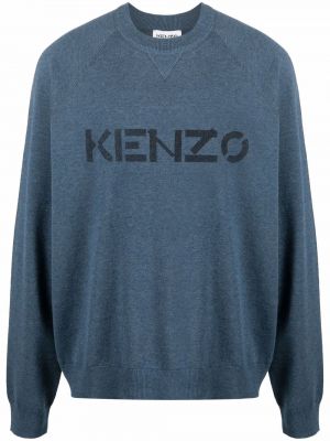 Плетен пуловер Kenzo синьо